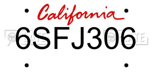 6SFJ306 California License Plate