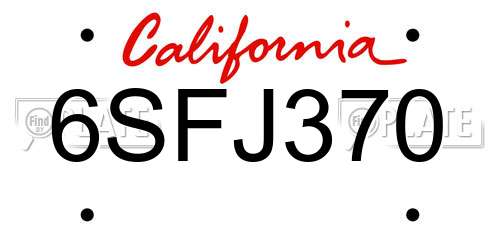 6SFJ370 California License Plate