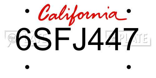 6SFJ447 California License Plate