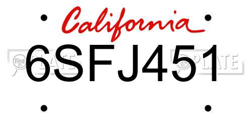 6SFJ451 California License Plate
