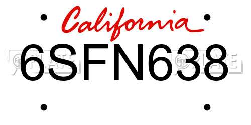 6SFN638 California License Plate