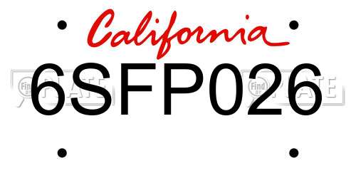 6SFP026 California License Plate