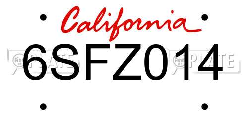 6SFZ014 California License Plate