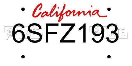 6SFZ193 California License Plate