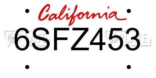 6SFZ453 California License Plate