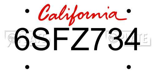 6SFZ734 California License Plate