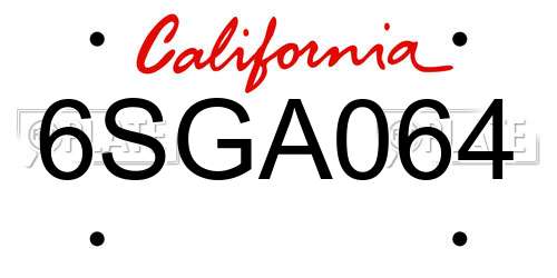 6SGA064 California License Plate