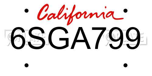6SGA799 California License Plate