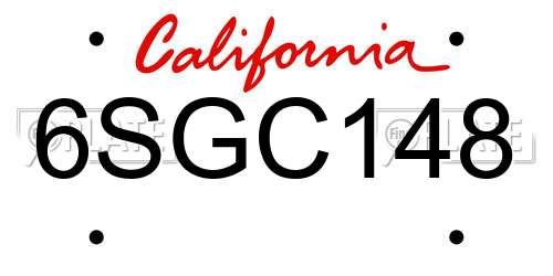 6SGC148 California License Plate