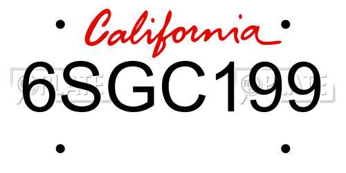 6SGC199 California License Plate