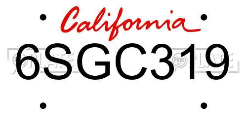 6SGC319 California License Plate