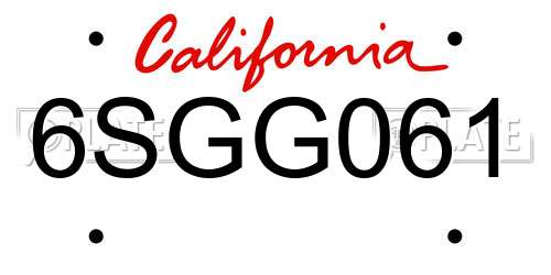 6SGG061 California License Plate