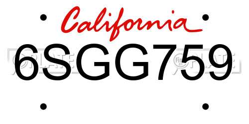 6SGG759 California License Plate
