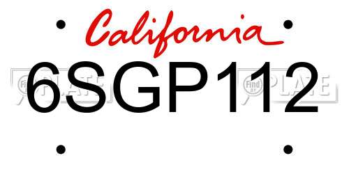 6SGP112 California License Plate