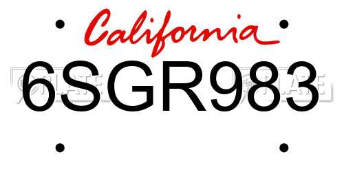 6SGR983 California License Plate