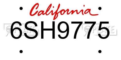 6SH9775 California License Plate