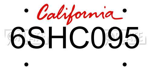 6SHC095 California License Plate