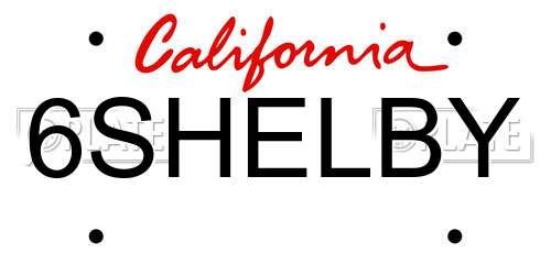 6SHELBY California License Plate