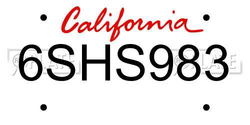 6SHS983 California License Plate