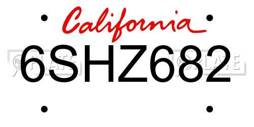 6SHZ682 California License Plate