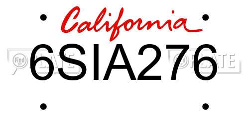 6SIA276 California License Plate