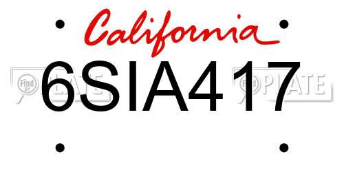 6SIA417 California License Plate