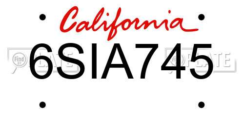 6SIA745 California License Plate