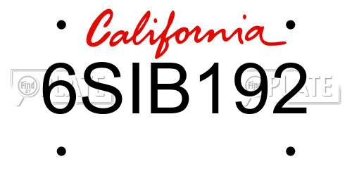 6SIB192 California License Plate