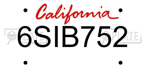 6SIB752 California License Plate