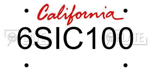 6SIC100 California License Plate