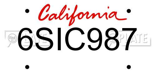 6SIC987 California License Plate