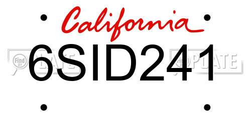 6SID241 California License Plate