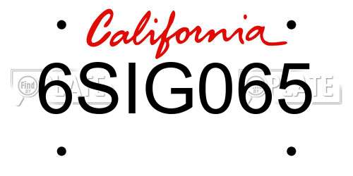 6SIG065 California License Plate