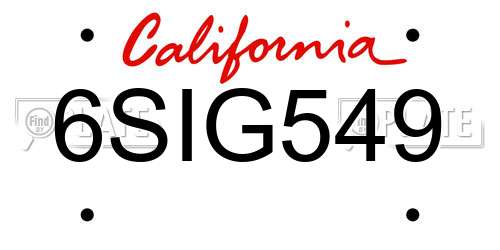 6SIG549 California License Plate