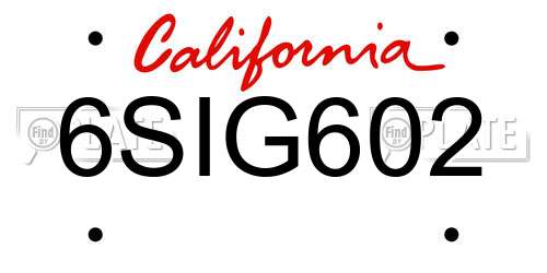 6SIG602 California License Plate