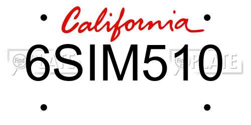 6SIM510 California License Plate