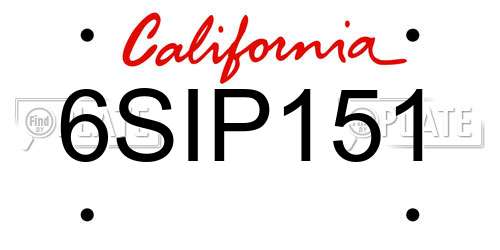 6SIP151 California License Plate