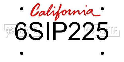 6SIP225 California License Plate