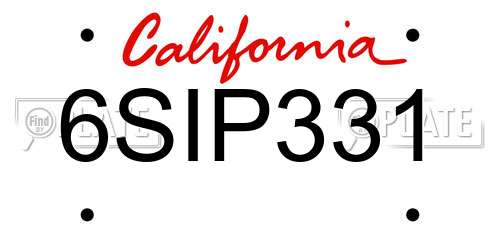 6SIP331 California License Plate