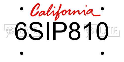 6SIP810 California License Plate