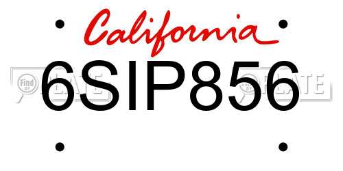 6SIP856 California License Plate