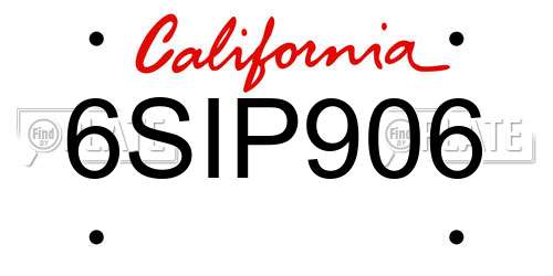 6SIP906 California License Plate