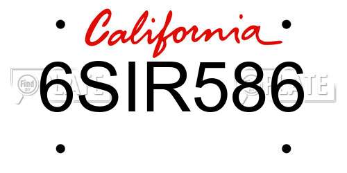 6SIR586 California License Plate