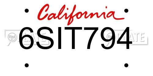 6SIT794 California License Plate