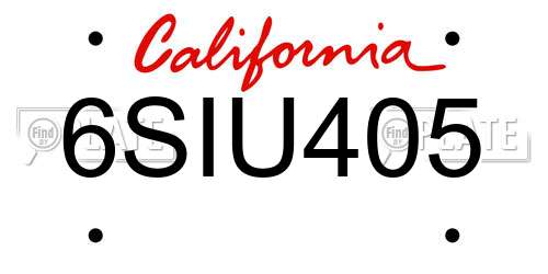 6SIU405 California License Plate