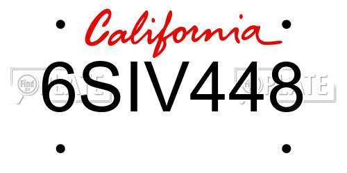 6SIV448 California License Plate