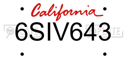 6SIV643 California License Plate