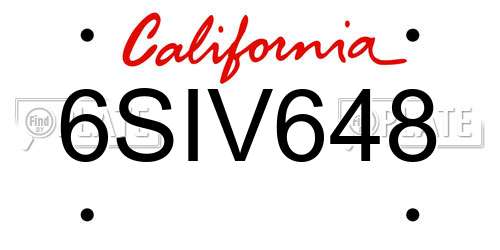 6SIV648 California License Plate