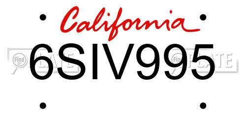 6SIV995 California License Plate