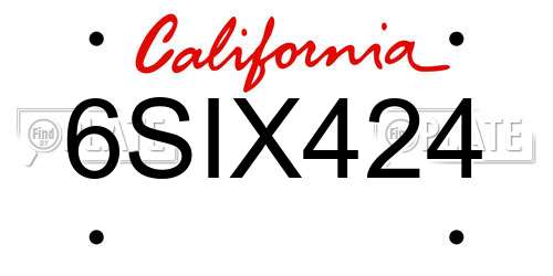 6SIX424 California License Plate
